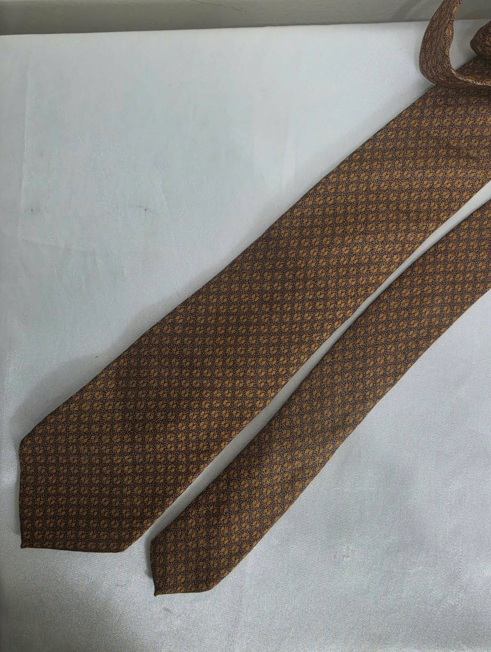 Lanvin Brown and Gold Micro-Pattern Silk Tie